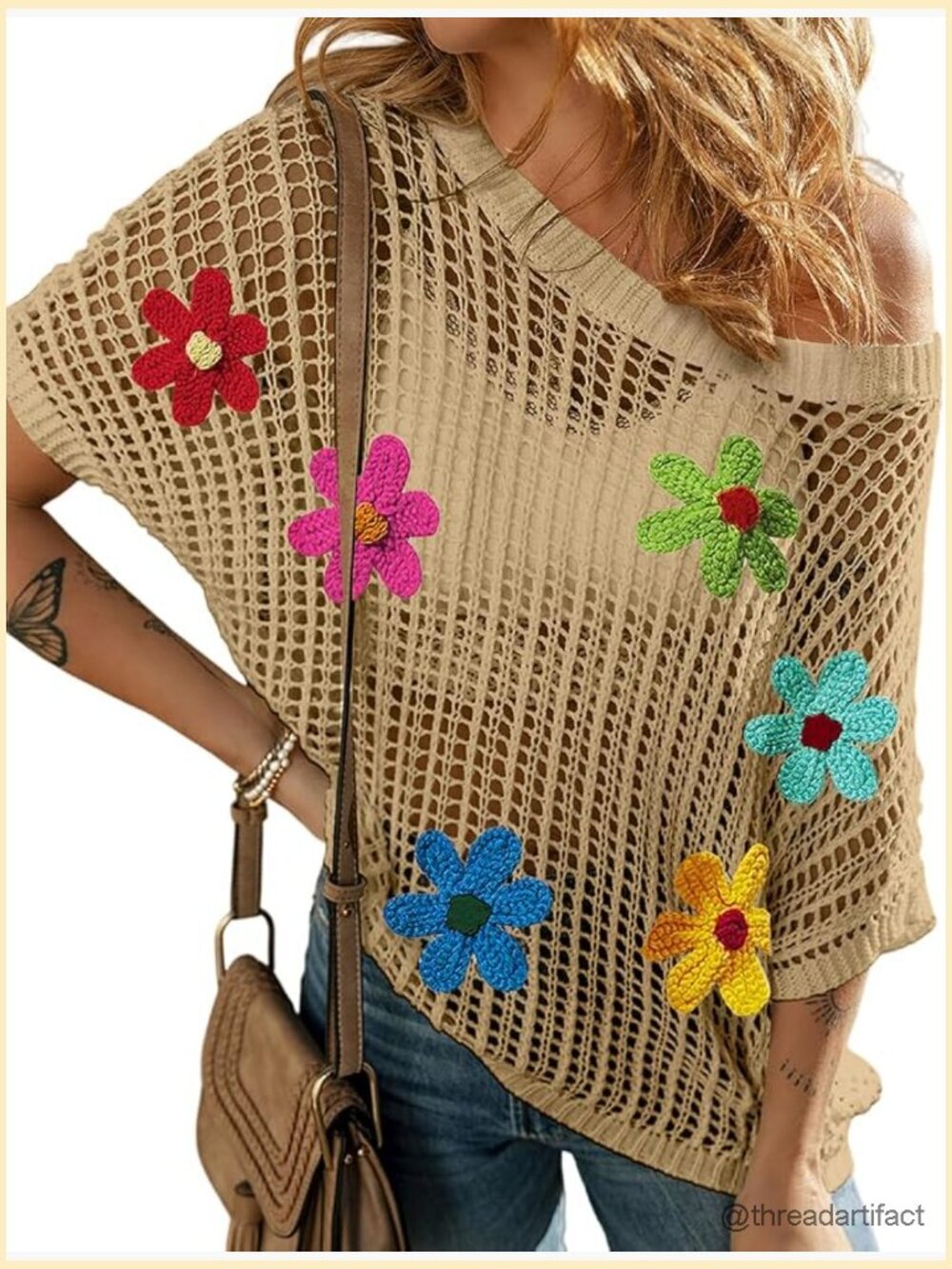 Crochet Hollow Out Scoop Neck Short Sleeve Pullover Sweater Beach Cover Up